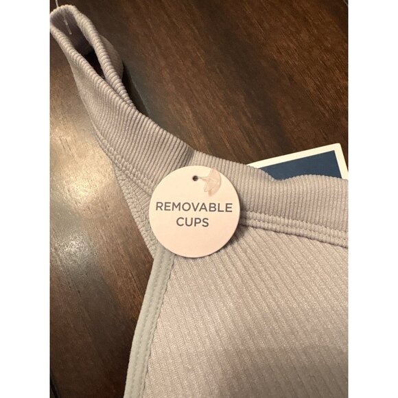 Danskin S Ribbed Sports Bra With Removable Cups - Light Beige - Picture 6 of 7